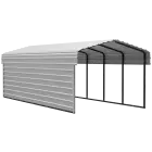 Arrow Galvanized Steel Carport 10 x 24 x 7 ft., 1-Sided Enclosure, Eggshell