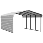 Arrow Galvanized Steel Carport 12 x 20 x 7 ft., 1-Sided Enclosure, Eggshell