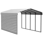 Arrow Galvanized Steel Carport 12 x 20 x 9 ft., 2-Sided Enclosure, Eggshell