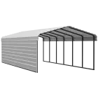 Arrow Galvanized Steel Carport 12 x 29 x 7 ft., 1-Sided Enclosure, Eggshell