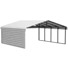Arrow Galvanized Steel Carport 20 x 20 x 7 ft., 1-Sided Enclosure, Eggshell