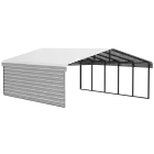 Abri d'auto Arrow en acier galvanisé 20 x 24 x 7 pi, fermé sur 1 côté, coquille d'œuf