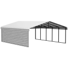Arrow Galvanized Steel Carport 20 x 24 x 9 ft., 1-Sided Enclosure, Eggshell
