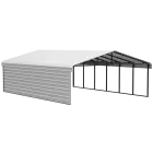 Arrow Galvanized Steel Carport 20 x 29 x 7 ft., 1-Sided Enclosure, Eggshell