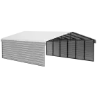 Arrow Galvanized Steel Carport 20 x 29 x 7 ft., 2-Sided Enclosure, Eggshell
