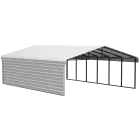 Arrow Galvanized Steel Carport 20 x 29 x 9 ft., 1-Sided Enclosure, Eggshell