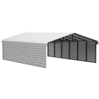 Arrow Galvanized Steel Carport 20 x 29 x 9 ft., 2-Sided Enclosure, Eggshell