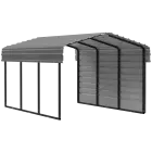 Arrow Carports Abri d'auto en acier galvanisé, avec enceinte 1 côté, Kit abri d'auto métallique, 10' x 15' x 7', charbon