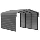 Arrow Galvanized Steel Carport 10 x 15 x 7 ft., 2-Sided Enclosure, Charcoal