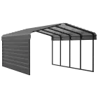 Abri d'auto Arrow en acier galvanisé 12 x 20 x 7 pi, fermé sur 1 côté, charbon