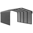 Arrow Galvanized Steel Carport 12 x 20 x 7 ft., 2-Sided Enclosure, Charcoal