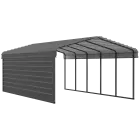 Arrow Galvanized Steel Carport 12 x 24 x 7 ft., 1-Sided Enclosure, Charcoal