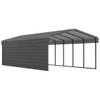 Arrow Galvanized Steel Carport 12 x 29 x 7 ft., 1-Sided Enclosure, Charcoal