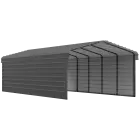 Arrow Galvanized Steel Carport 12 x 29 x 7 ft., 2-Sided Enclosure, Charcoal