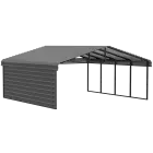 Arrow Galvanized Steel Carport 20 x 20 x 7 ft., 1-Sided Enclosure, Charcoal