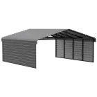 Arrow Galvanized Steel Carport 20 x 20 x 9 ft., 2-Sided Enclosure, Charcoal