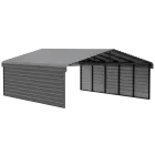 Arrow Galvanized Steel Carport 20 x 24 x 7 ft., 2-Sided Enclosure, Charcoal