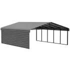 Arrow Galvanized Steel Carport 20 x 24 x 9 ft., 1-Sided Enclosure, Charcoal