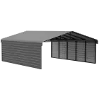Abri d'auto Arrow en acier galvanisé 20 x 24 x 9 pi, fermé sur 2 côtés, charbon