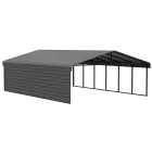 Arrow Galvanized Steel Carport 20 x 29 x 7 ft., 1-Sided Enclosure, Charcoal