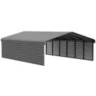Arrow Galvanized Steel Carport 20 x 29 x 9 ft., 2-Sided Enclosure, Charcoal