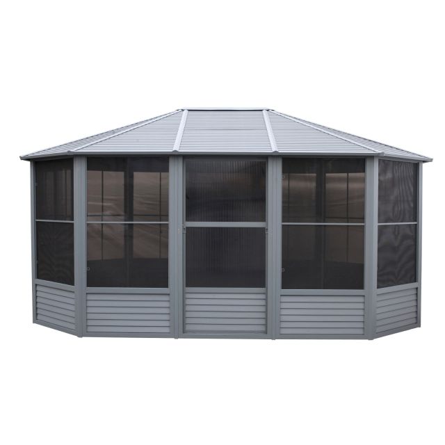 Gazebo Penguin Florence Solarium with Metal Roof 12 Ft. x 15 Ft. Slate