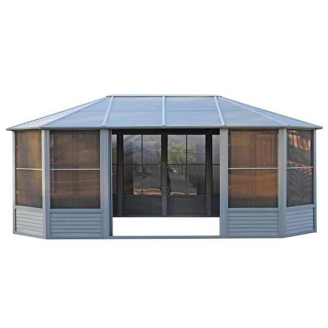 Gazebo Penguin Florence Solarium with Metal Roof 12 Ft. x 18 Ft. Slate