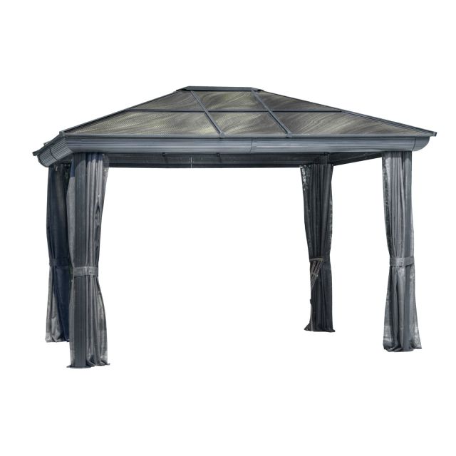 Venus Gazebo avec Toit en polycarbonate 10 Pi. x 14 Pi. couleur Gris