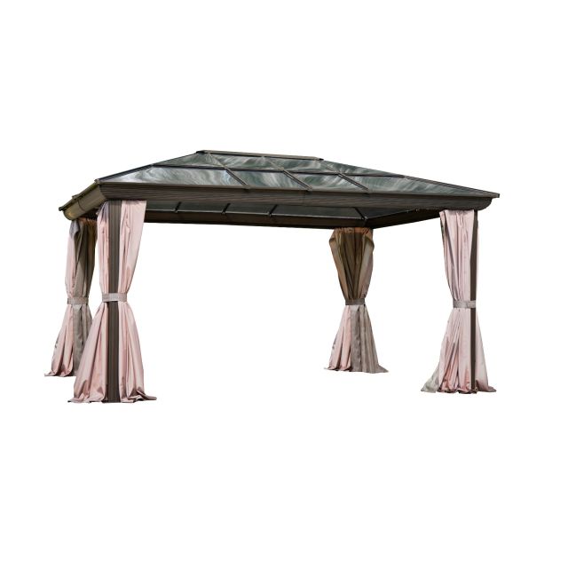 Venus Gazebo avec Toit en polycarbonate 12 Pi. x 16 Pi. couleur Brun