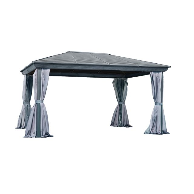 Venus Gazebo avec Toit en Métal 12 Pi. x 14 Pi. couleur Gris