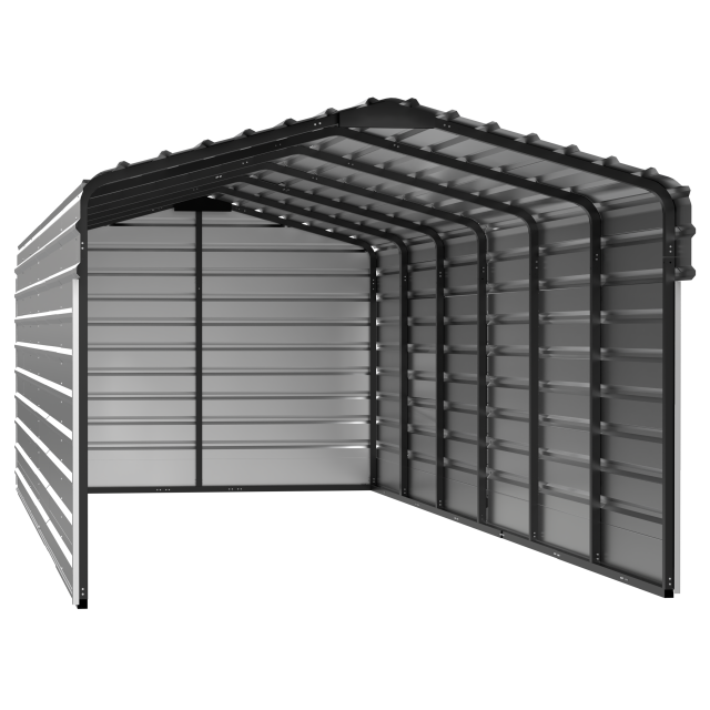 Arrow Steel Carport With 3 Wall Kits, 10X29X07, Eggshell