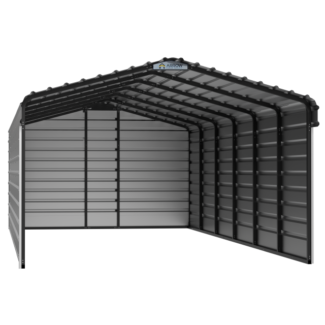 Arrow Steel Carport With 3 Wall Kits, 12X29X07, Eggshell