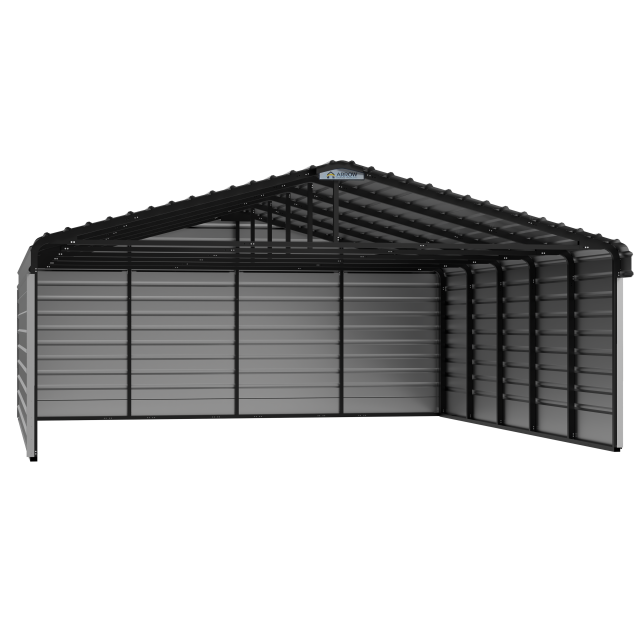 Arrow Steel Carport With 3 Wall Kits, 20X24X07, Eggshell