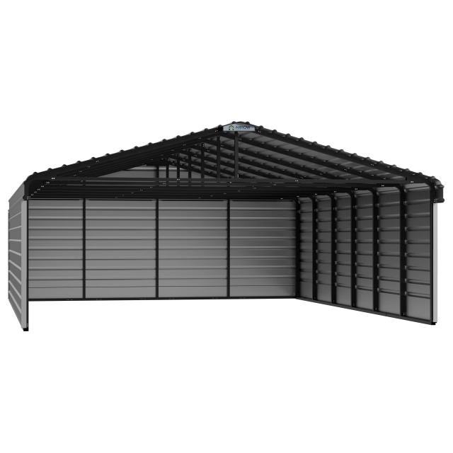 Arrow Steel Carport With 3 Wall Kits, 20X29X07