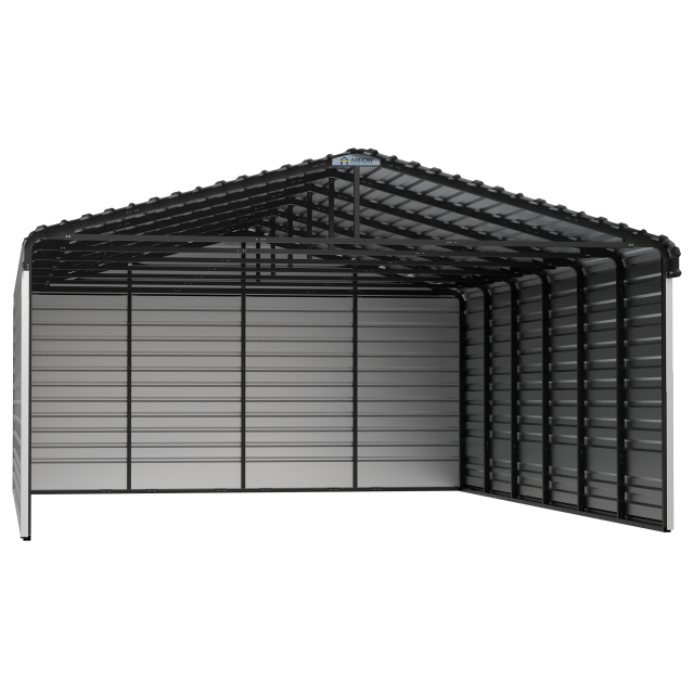 Arrow Steel Carport With 3 Wall Kits, 20X29X09