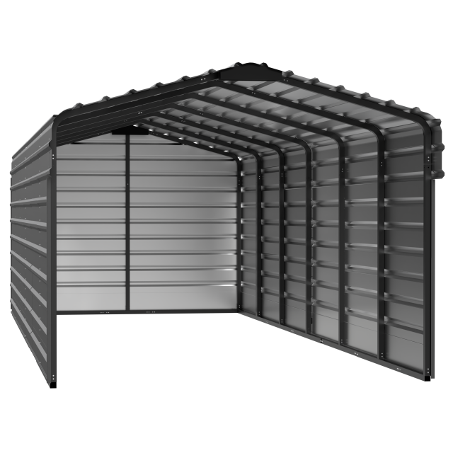Arrow Steel Carport With 3 Wall Kits, 10X29X07
