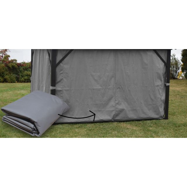 Grey Side Polyester Curtains for  Gazebo 10 X 10 - Corriveau