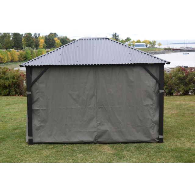 Dark Grey Side Polyester Curtains for  Gazebo 10 X 12 - Corriveau