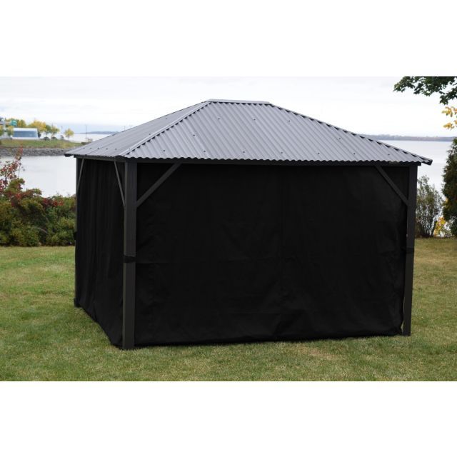 Black Side Polyester Curtains for  Gazebo 10 X 12 - Corriveau