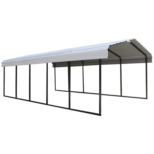 Steel Carport, 12 ft. x 24 ft. x 7 ft. Galvanized Black/Eggshell