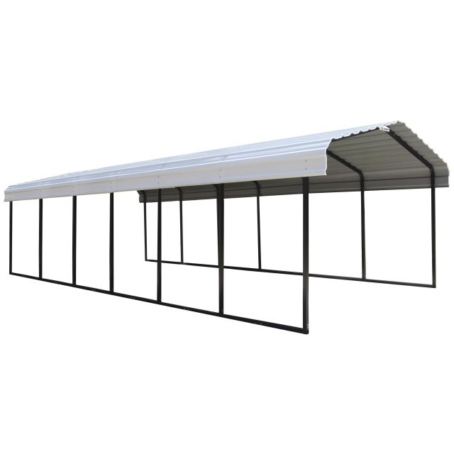 Steel Carport, 12 ft. x 29 ft. x 7 ft. Galvanized Black/Eggshell