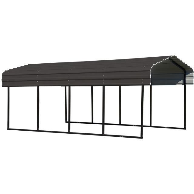 Steel Carport 10 ft. x 20 ft. x 7 ft. Galvanized Black/Charcoal