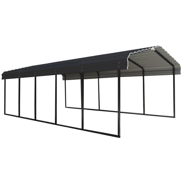 Steel Carport 12 ft. x 24 ft. x 7 ft. Galvanized Black/Charcoal