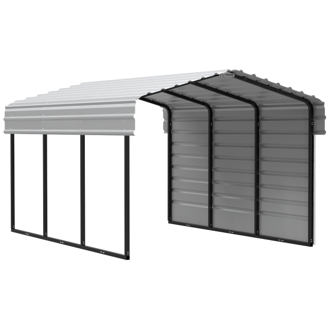 Arrow Carports Abri d'auto en acier galvanisé, avec enceinte 1 côté, Kit abri d'auto métallique, 10' x 15' x 7', Coquille d'œuf