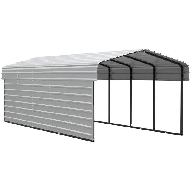 Abri d'auto Arrow Carports en acier galvanisé, avec clôture à un côté, ensemble d'abri d'auto compact en métal, 10' x 24' x 7', coquille d'œuf