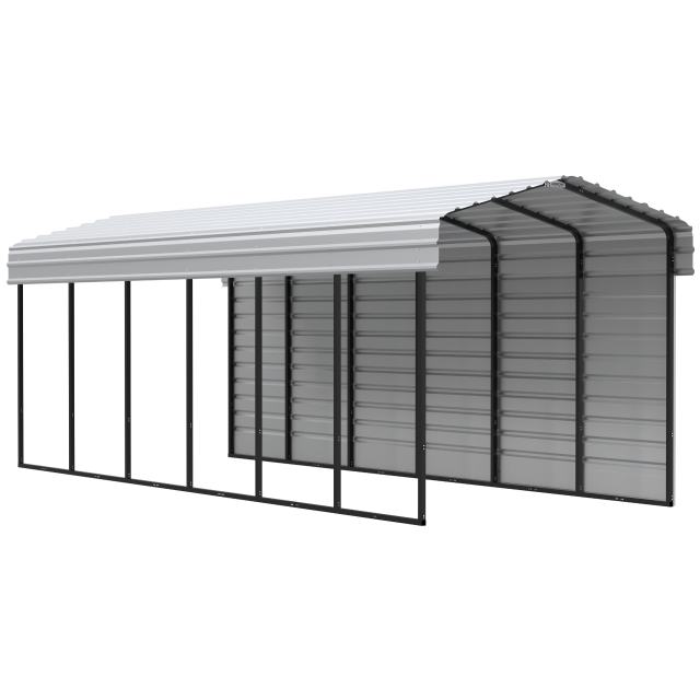 Arrow Carports Abri d'auto en acier galvanisé, avec enceinte 1 côté, Kit abri d'auto métallique, 10' x 29' x 9' , Coquille d'œuf