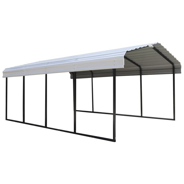 Steel Carport, 12 ft. x 20 ft. x 7 ft. Galvanized Black/Eggshell
