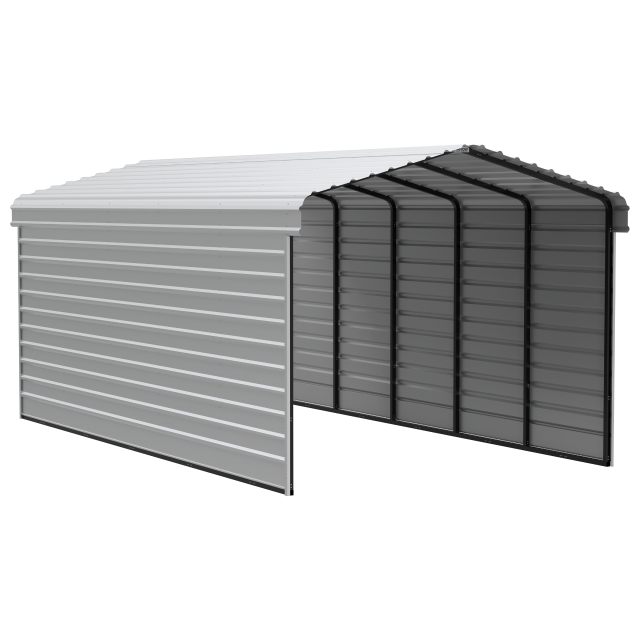 Arrow Carports Abri d'auto en acier galvanisé, avec enceinte 2 côtés, Kit abri d'auto métallique, 12' x 24' x 9'  , Coquille d'œuf