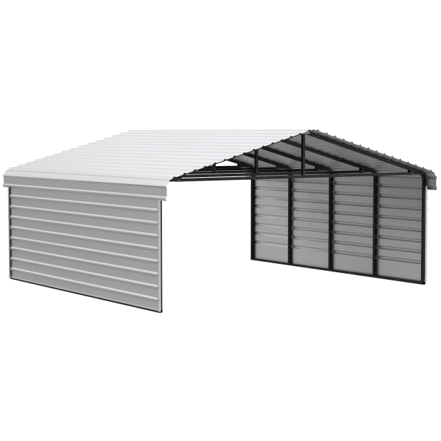 Arrow Carports Abri d'auto en acier galvanisé, avec enceinte 2 côtés, Kit abri d'auto métallique, 20' x 20' x 9' , Coquille d'œuf