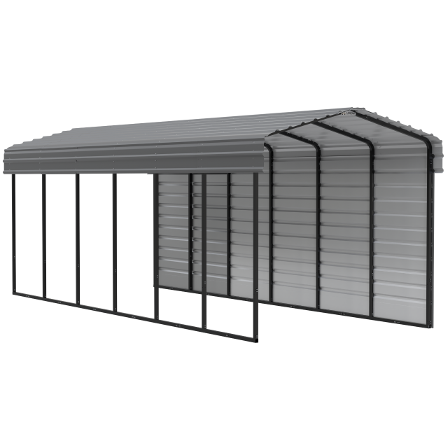 Arrow Carports Abri d'auto en acier galvanisé, avec enceinte 1 côté, Kit abri d'auto métallique, 10' x 29' x 9' , Anthracite